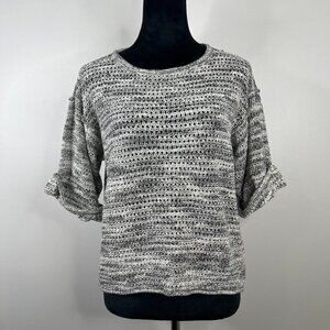 Michael Stars Crochet Knit Short Sleeve High Low Marled Gray Sweater Size XS/S